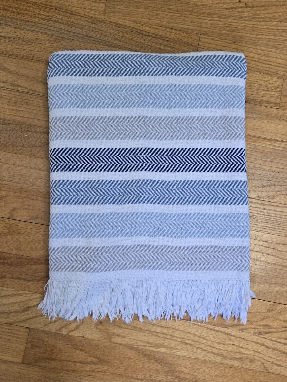 Viking Cruises The Ocean Washable Blue Stripe Fringed Throw by Anichini 55"x70"